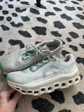 On Running Women's Cloudultra Athletic Shoes in Light Gray with Teal Accents